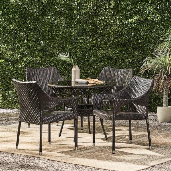 Gdf Studio Del Mar Outdoor Multibrown Wicker 5pc Dining Set