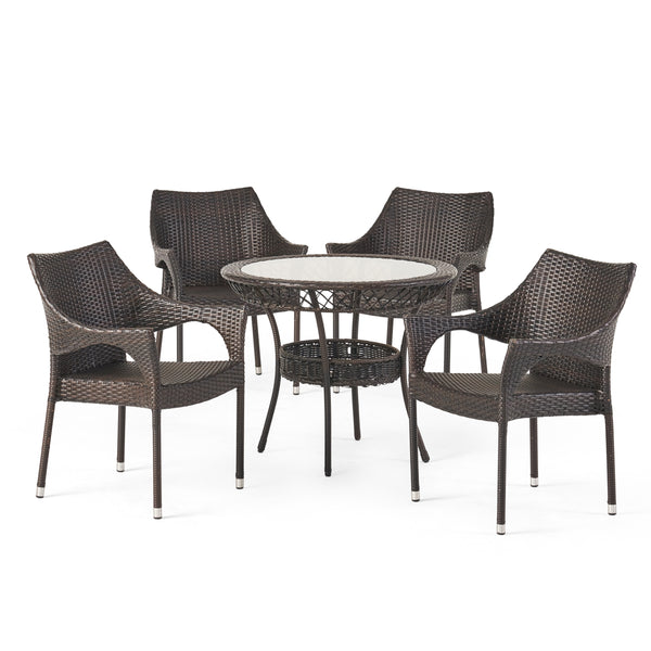 gdf studio Del Mar Outdoor Multibrown Wicker 5pc Dining Set