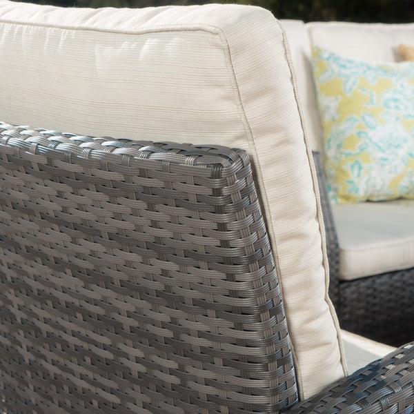 Gdf Studio Del Norte 4pc Outdoor Gray Wicker Sofa Seating Set W/ Cushions