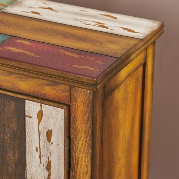 Gdf Studio Delaney Antique Multicolor Distressed Wood Storage Cabinet