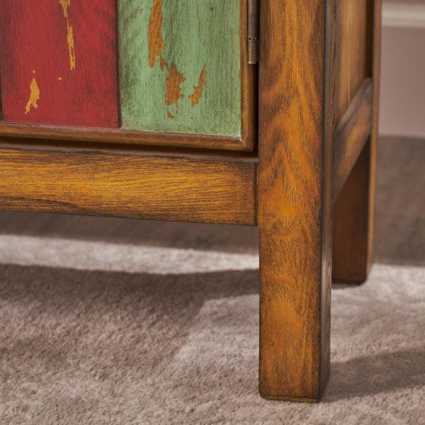 Gdf Studio Delaney Antique Multicolor Distressed Wood Storage Cabinet