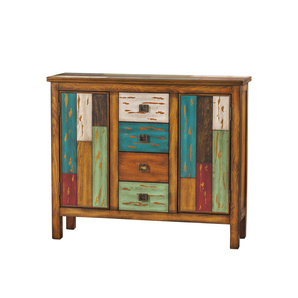 gdf studio Delaney Antique Multicolor Distressed Wood Storage Cabinet