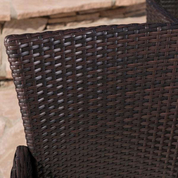 Gdf Studio Delilah Outdoor 7 Piece Wicker Hexagon Dining Set With Stacking Chairs