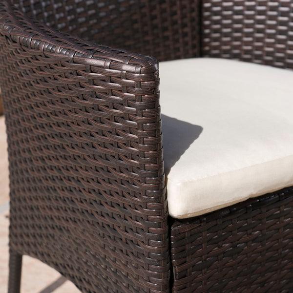Gdf Studio Delilah Outdoor 7 Piece Wicker Hexagon Dining Set With Stacking Chairs