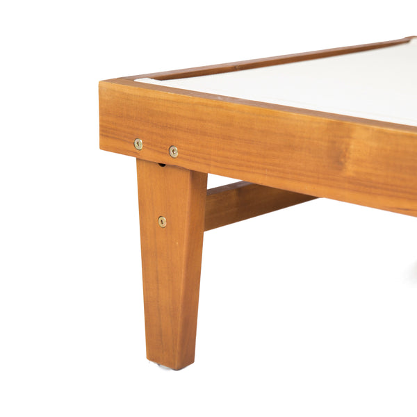 Gdf Studio Della Outdoor Mesh Chaise Lounge With Acacia Wood Frame