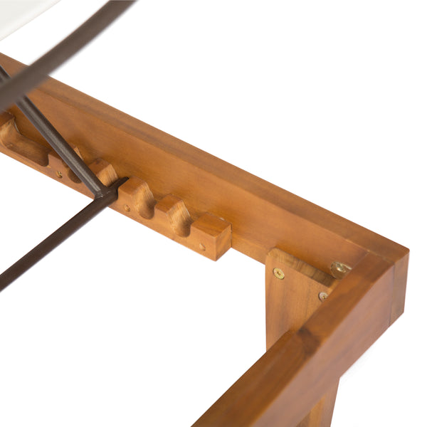 Gdf Studio Della Outdoor Mesh Chaise Lounge With Acacia Wood Frame