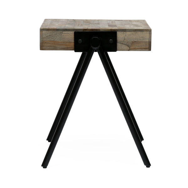 Gdf Studio Delliah Handcrafted Modern Industrial Mango Wood Side Table