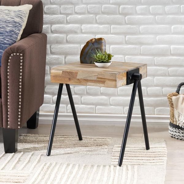 gdf studio Delliah Handcrafted Modern Industrial Mango Wood Side Table