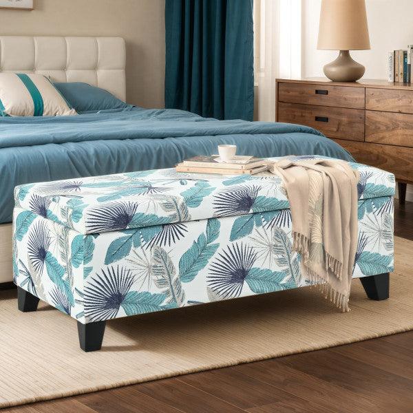 Gdf Studio Delray Delray Blue And White Floral Fabric Storage Ottoman