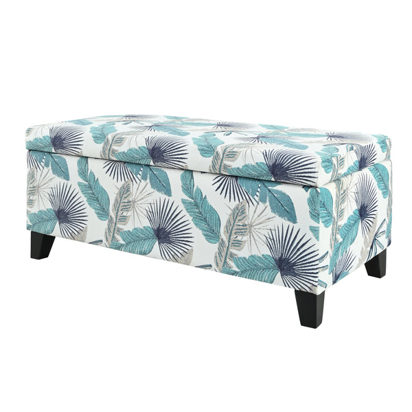 Gdf Studio Delray Delray Blue And White Floral Fabric Storage Ottoman
