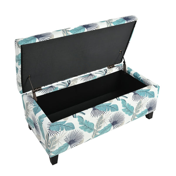 gdf studio Delray Delray Blue and White Floral Fabric Storage Ottoman