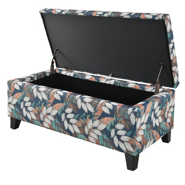 Gdf Studio Delray Delray Orange And White Floral Fabric Storage Ottoman