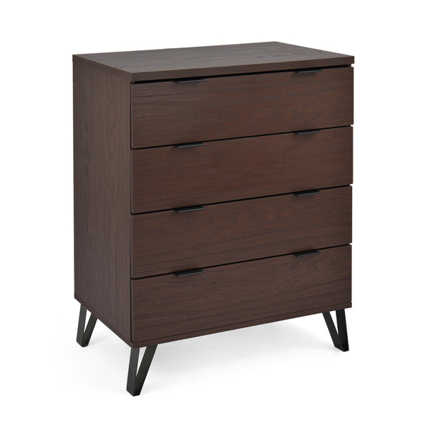 Gdf Studio Demijen Modern Industrial 4 Drawer Wide Dresser Walnut And Matte Black