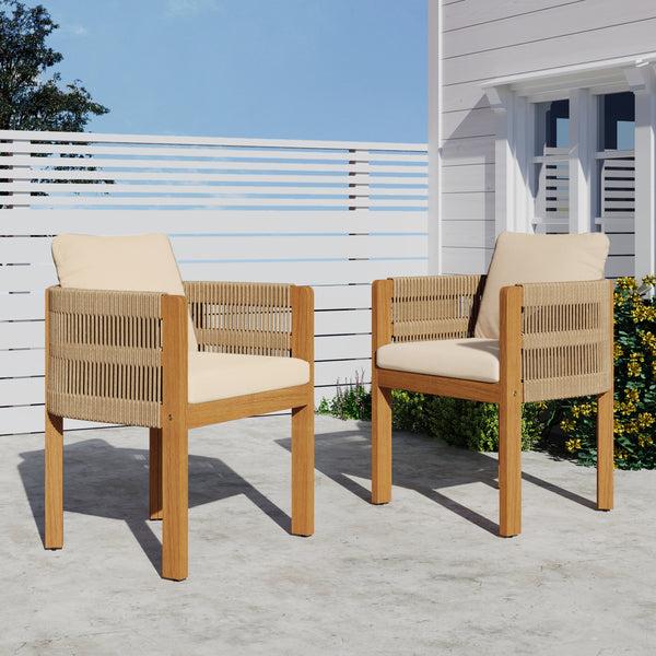 gdf studio Demorilos Acacia Wood Outdoor Dining Chairs 2-Pack with Waterproof Cushions
