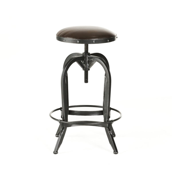 gdf studio Dempsey Brown Convex Swivel Adjustable Bar Stool