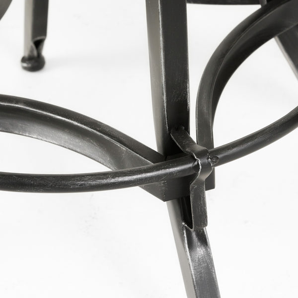 Gdf Studio Dempsey Padded Brown Leather Iron Adjustable Swivel Bar Stool