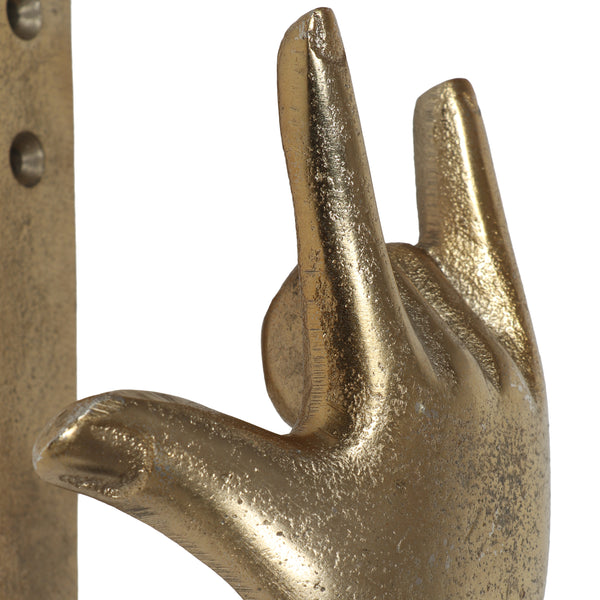 Gdf Studio Denison Handmade Aluminum Hand Gesture Coat Hooks (Set Of 3) Raw Gold