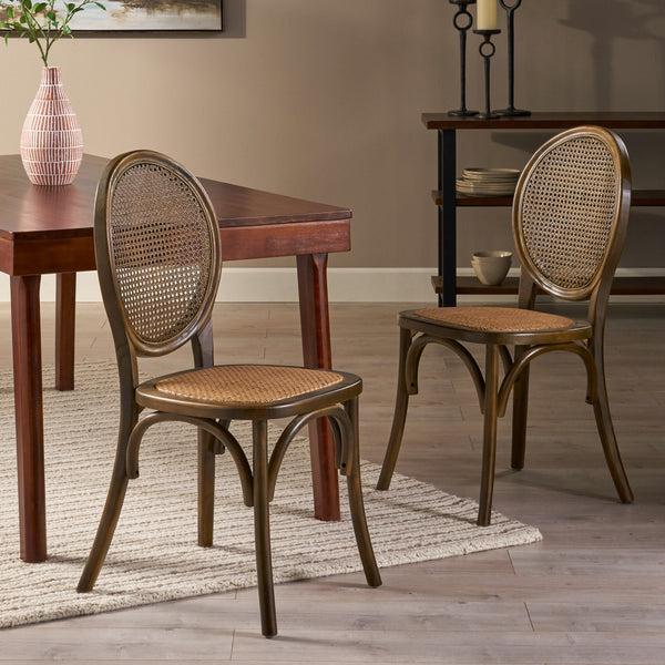 Gdf Studio Denni Wooden Cane Back Dining Chair (Set Of 2)