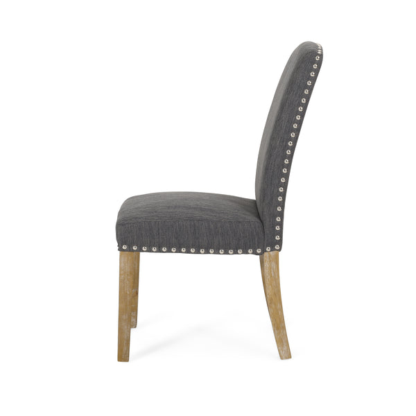 Gdf Studio Depue Contemporary Fabric Dining Chair With Nailhead Trim Set Of 2