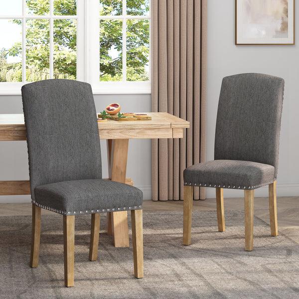 gdf studio Depue Contemporary Fabric Dining Chair with Nailhead Trim Set of 2