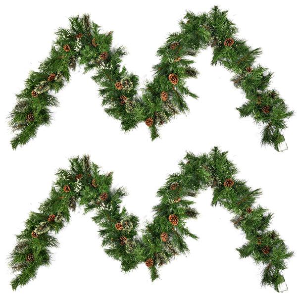 Gdf Studio Dess 2-packed 9’X10’’ Glitter Bristle Mixed Garland With 50 Warm White LED Lights