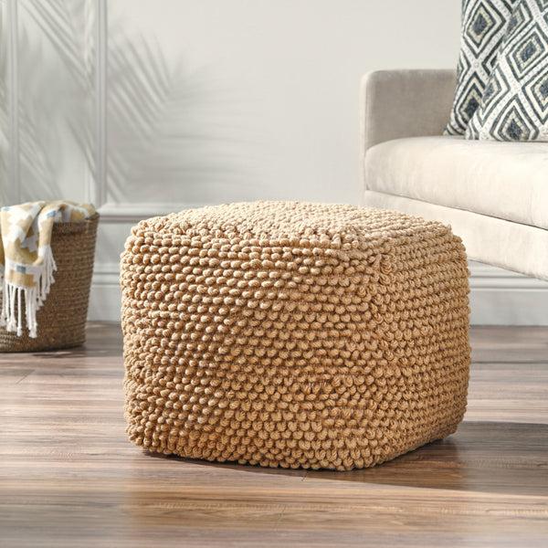 Gdf Studio Devries Boho Handcrafted Tufted Fabric Cube Pouf