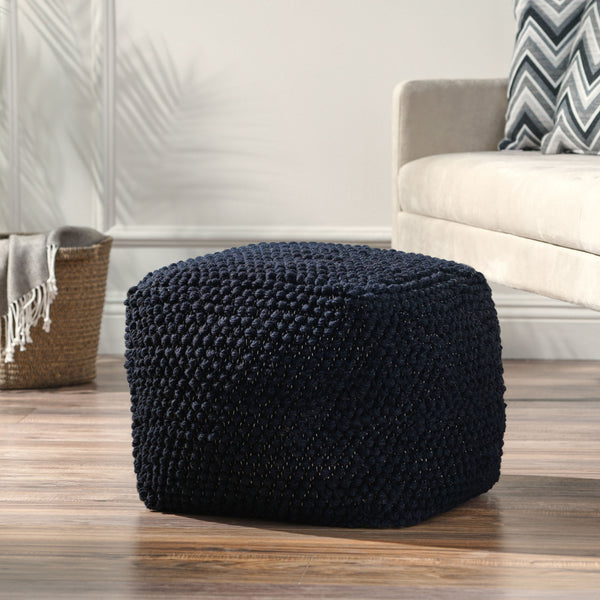 gdf studio Devries Boho Handcrafted Tufted Fabric Cube Pouf