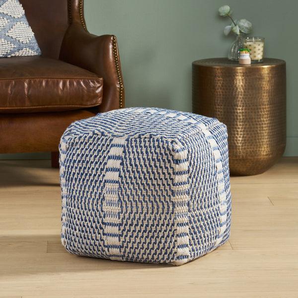 Gdf Studio Dexter Indoor Handcrafted Boho Water Resistant Cube Pouf