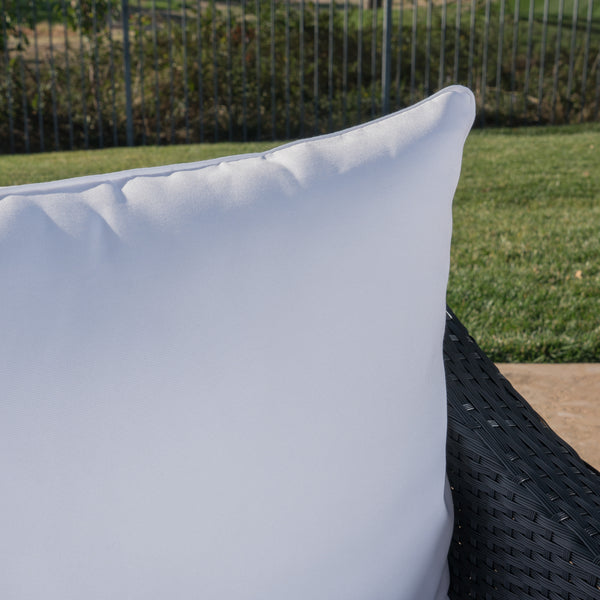 Gdf Studio Dione Outdoor Black Wicker Club Chairs With White Water Resistant Cushions