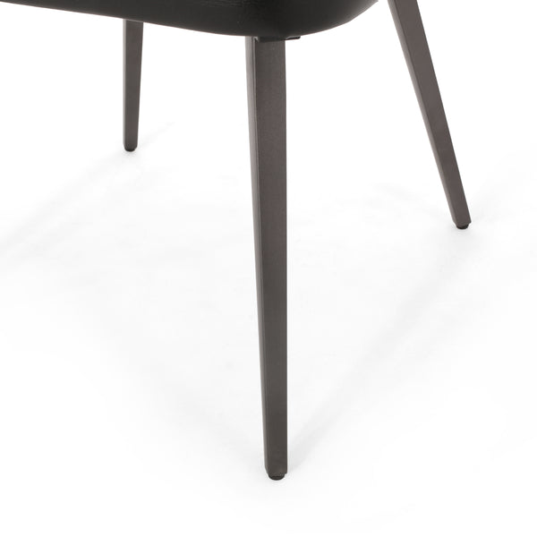 Gdf Studio Divo Modern Industrial Faux Leather Upholstered Iron And Wood 7 Piece Dining Set Natural Rustic Metal And Midnight Black