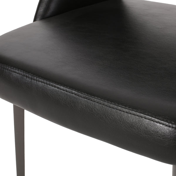 Gdf Studio Divo Modern Industrial Faux Leather Upholstered Iron And Wood 7 Piece Dining Set Natural Rustic Metal And Midnight Black
