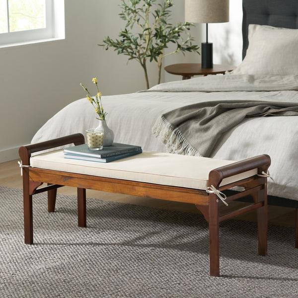 Gdf Studio Dixon Rustic Acacia Wood Bench With Cushion