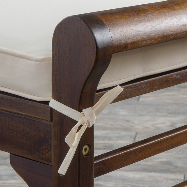 Gdf Studio Dixon Rustic Acacia Wood Bench With Cushion