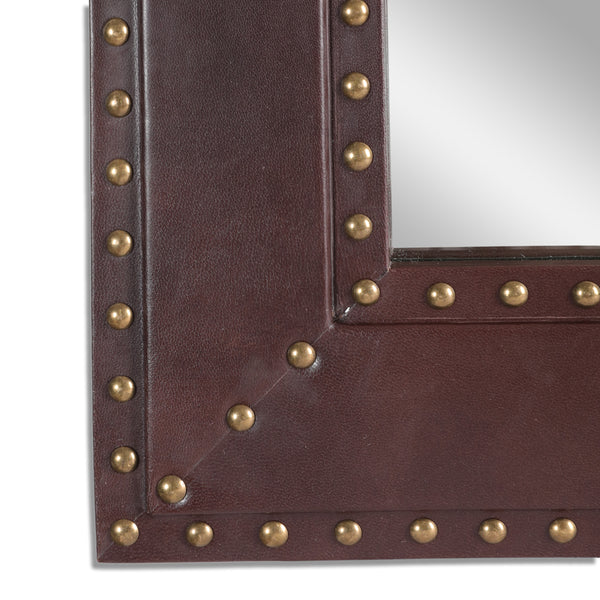 Gdf Studio Dodds Handcrafted Boho Studded Leather Square Wall Mirror