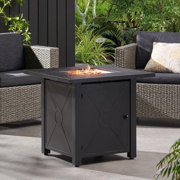 Gdf Studio Doheny Outdoor 40 000 BTU Iron Square Fire Pit Black