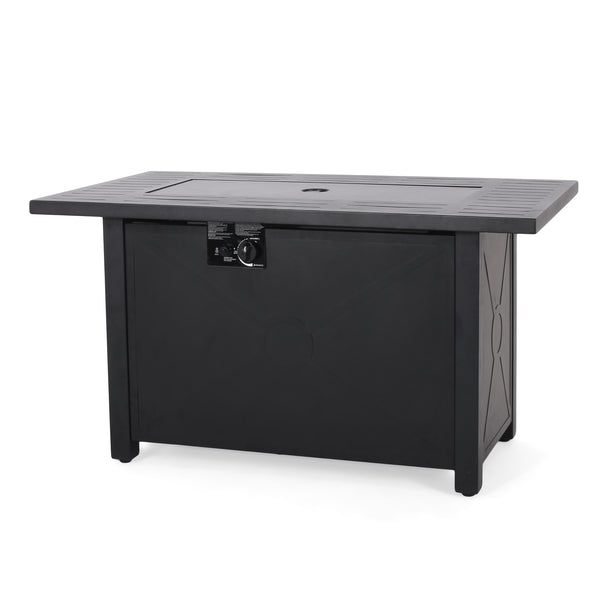 gdf studio Doheny Outdoor 50 000 BTU Iron Rectangular Fire Pit Black