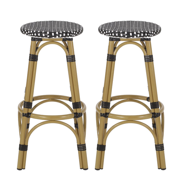 Gdf Studio Dohney Outdoor French Aluminum 29.5 Inch Barstools Set Of 2