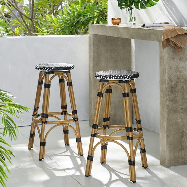 Gdf Studio Dohney Outdoor French Aluminum 29.5 Inch Barstools Set Of 2