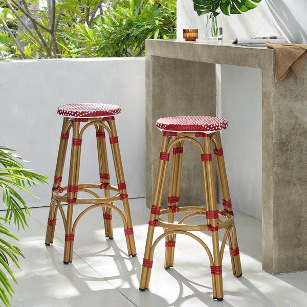 gdf studio Dohney Outdoor French Aluminum 29.5 Inch Barstools Set of 2