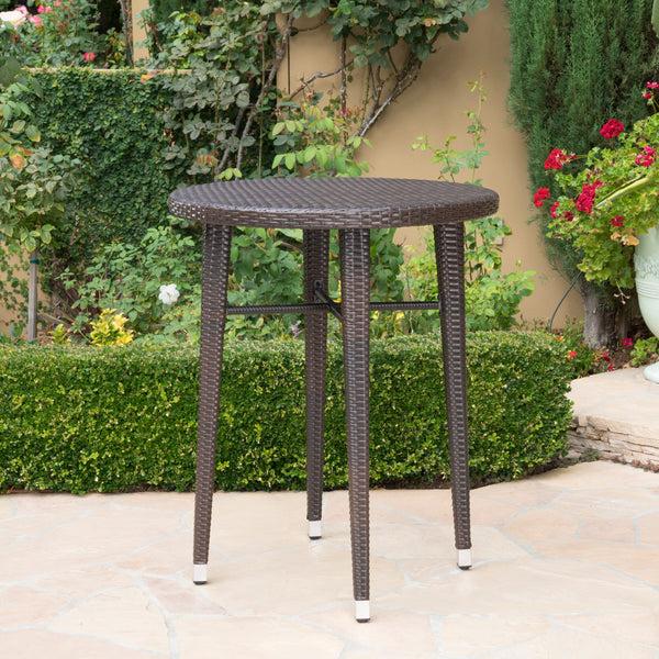 Gdf Studio Dom Outdoor 32.5 Inch Round Multi-brown Wicker Bar Table