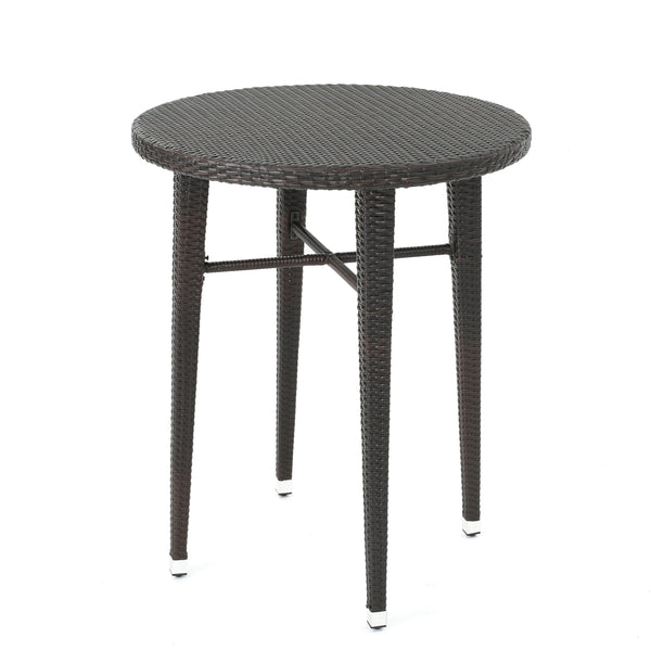gdf studio Dom Outdoor 32.5 Inch Round Multi-brown Wicker Bar Table