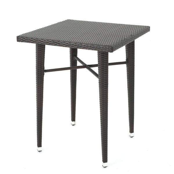 Gdf Studio Dom Outdoor 32.5 Inch Square Multi-brown Wicker Bar Table