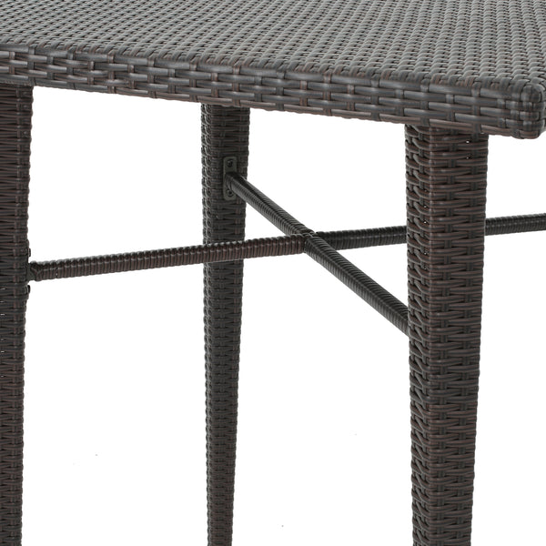 Gdf Studio Dom Outdoor 32.5 Inch Square Multi-brown Wicker Bar Table