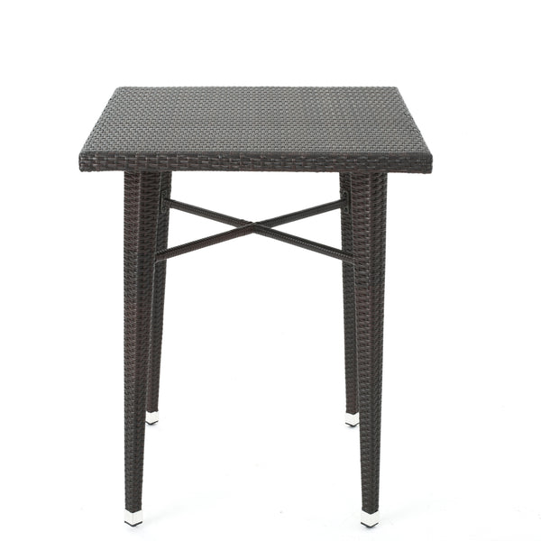 gdf studio Dom Outdoor 32.5 Inch Square Multi-brown Wicker Bar Table