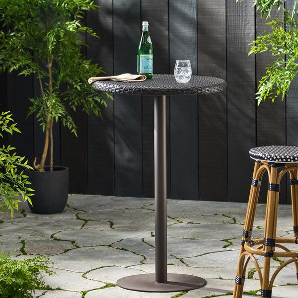 Gdf Studio Domicca Outdoor 26 Inch Multi-brown Wicker Round Bar Table
