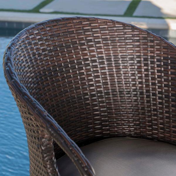 Gdf Studio Domina Outdoor 5 Piece 41 Inch Multi-brown Wicker Square Bar Set