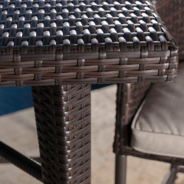 Gdf Studio Domina Outdoor 5 Piece 41 Inch Multi-brown Wicker Square Bar Set