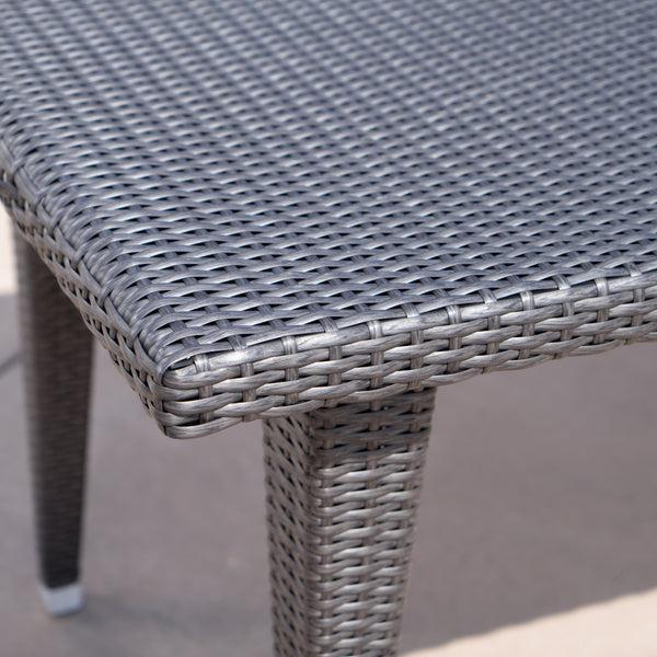 Gdf Studio Domina Outdoor 73.5-inch Gray Wicker Rectangular Dining Table