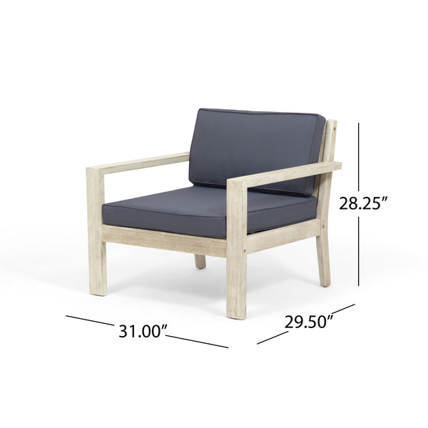 Gdf Studio Dominic Outdoor 4 Seater Acacia Wood Chat Set With Cushions