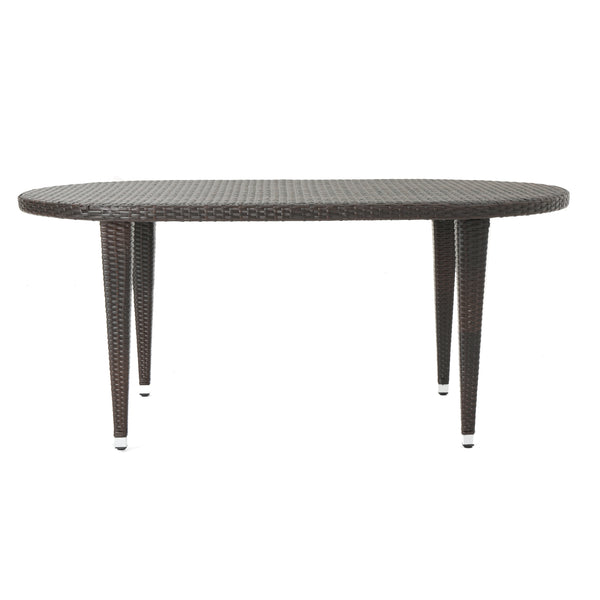 gdf studio Domo Outdoor 69 Inch Wicker Oval Dining Table